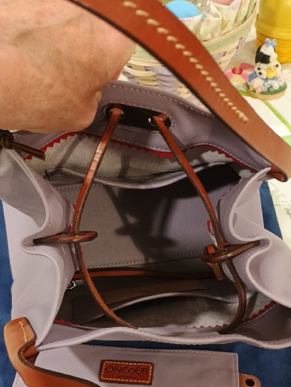 Rare Dooney & Bourke Lilac Leather Oncour Elba Mini Full Up2 Tote - Picture 6 of 7